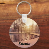 Sonnenuntergang über Park mit einem kleinen eisige Schlüsselanhänger (Vorderseite)