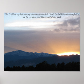 Sonnenuntergang über Pike's Peak - Psalm 27:1 Poster