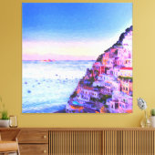 Sonnenuntergang über Positano, Italien Malerei Leinwanddruck (Insitu (Wohnzimmer))