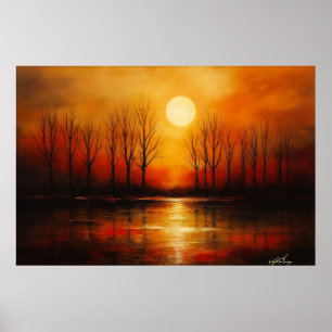 Sonnenuntergang über reflektierendem Wasser Poster