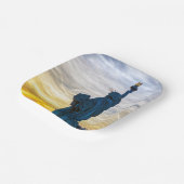 Sonnenuntergang über Replik der Freiheitsstatue in Pappteller (Gewinkelt)