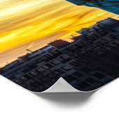 Sonnenuntergang über Replik der Freiheitsstatue in Poster (Ecke)