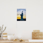 Sonnenuntergang über Replik der Freiheitsstatue in Poster (Küche)