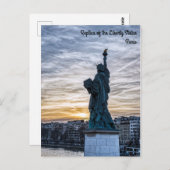 Sonnenuntergang über Replik der Freiheitsstatue in Postkarte (Vorne/Hinten)