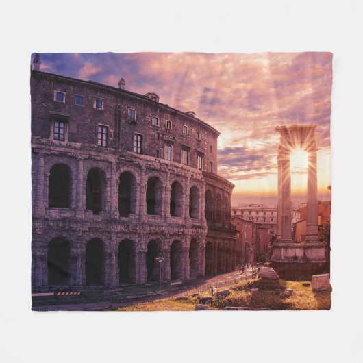 Sonnenuntergang über Rom Kolosseum Fleecedecke (Vorderseite (Horizontal))
