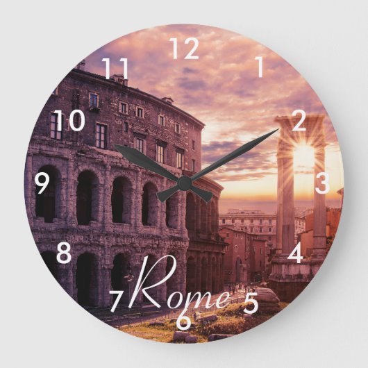 Sonnenuntergang über Rom Kolosseum Große Wanduhr (Vorderseite)
