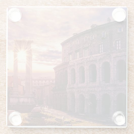 Sonnenuntergang über Rom Kolosseum in Rom Glasuntersetzer (Rückseite)