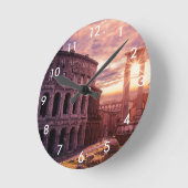 Sonnenuntergang über Rom Kolosseum in Rom Runde Wanduhr (Winkel)