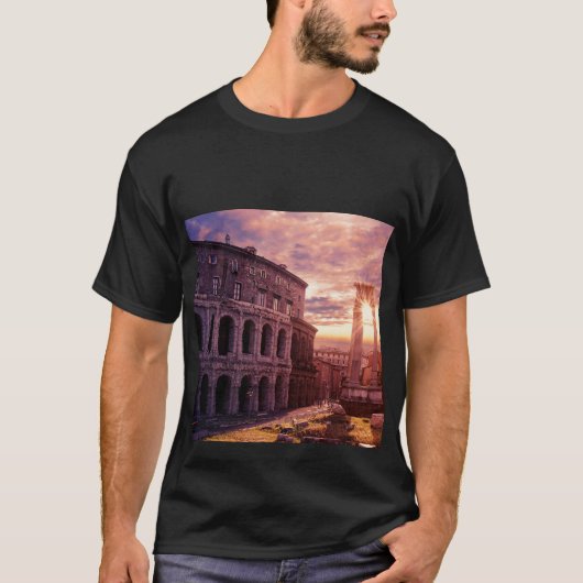 Sonnenuntergang über Rom Kolosseum T-Shirt (Vorderseite)