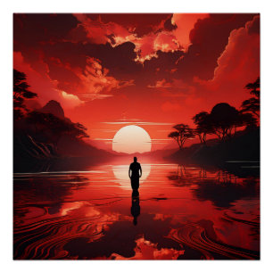 Sonnenuntergang über ruhigen Gewässern - Reflektio Poster