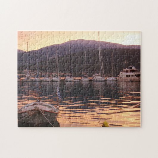 Sonnenuntergang über Sami Booten (Kefalonia) Puzzle (Horizontal)