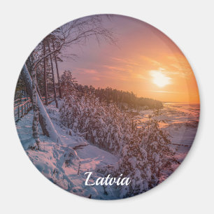 Sonnenuntergang über Schnee-Küste-Magnet Magnet