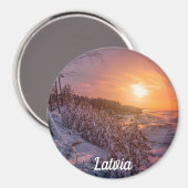 Sonnenuntergang über Schnee-Küste-Magnet Magnet (Vorderseite/Rückseite)