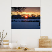 Sonnenuntergang über Schneefeld Poster (Küche)