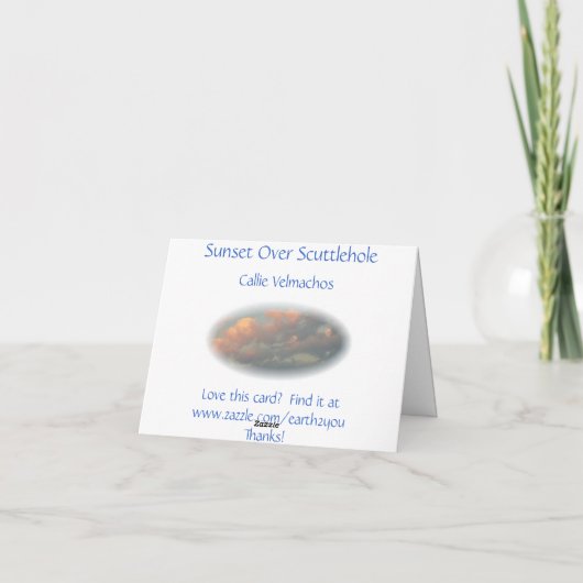 Sonnenuntergang über Scuttlehole Dankeskarte (Rückseite)