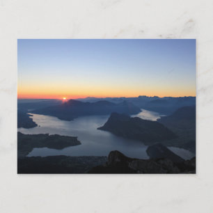 Sonnenuntergang über See Lucerne Postkarte