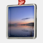 Sonnenuntergang über See Wabamun mit Gras Silbernes Ornament (Links)