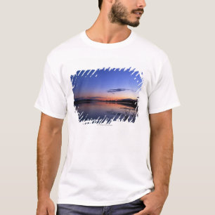 Sonnenuntergang über See Wabamun mit Gras T-Shirt