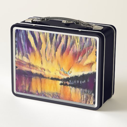 Sonnenuntergang über Slatina Kroatien Kunst und Ku Metall Brotdose (Rückseite)