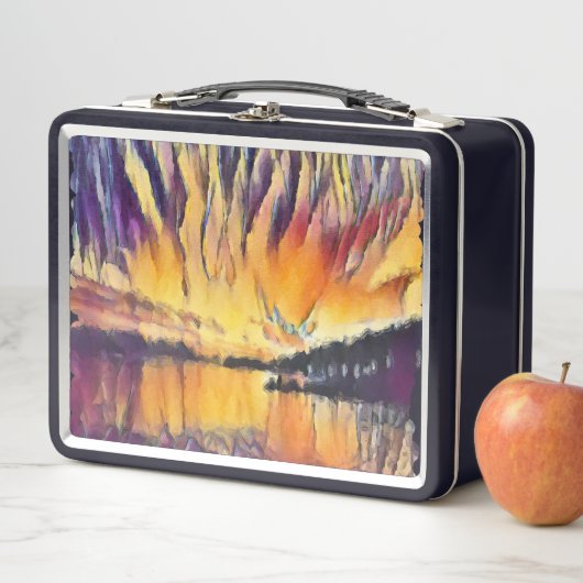 Sonnenuntergang über Slatina Kroatien Kunst und Ku Metall Brotdose (Beispiel)