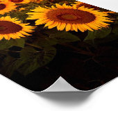 Sonnenuntergang über Sonnenblumen Poster (Ecke)