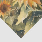 Sonnenuntergang über Sonnenblumenfeldern Aquarellf Seidenpapier (Detail)