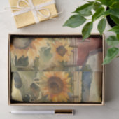 Sonnenuntergang über Sonnenblumenfeldern Aquarellf Seidenpapier (Geschenk)