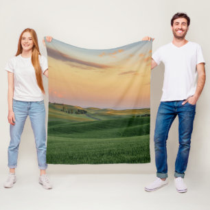 Sonnenuntergang über Staat der Weizen-Feld- Fleecedecke