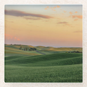 Sonnenuntergang über Staat der Weizen-Feld- Glasuntersetzer