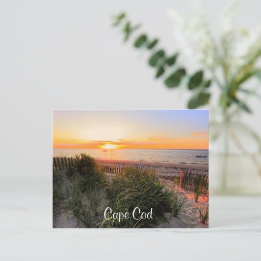 Sonnenuntergang über Strand Cape Cod MA Postkarte (Stehend Vorderseite)