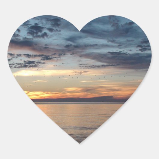 Sonnenuntergang über Strand und Foto Herz-Aufkleber (Vorderseite)