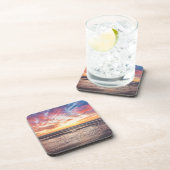 Sonnenuntergang über Strand und Meer Getränkeuntersetzer (Rechte Seite)