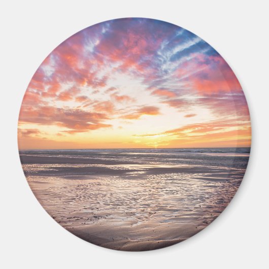 Sonnenuntergang über Strand und Meer Magnet (Vorne)