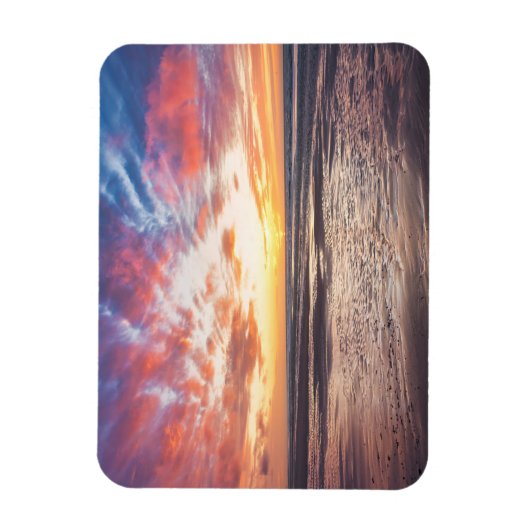Sonnenuntergang über Strand und Meer Magnet (Vertikal)