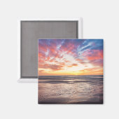 Sonnenuntergang über Strand und Meer Magnet (Vorderseite/Rückseite)