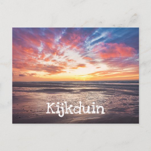 Sonnenuntergang über Strand und Meer Postkarte (Vorderseite)