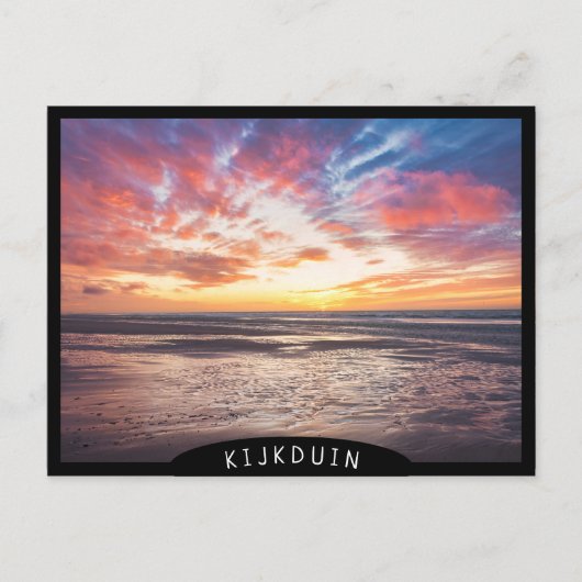 Sonnenuntergang über Strand und Meer Postkarte (Vorderseite)