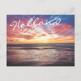 Sonnenuntergang über Strand und Meer Postkarte