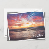 Sonnenuntergang über Strand und Meer Postkarte (Vorne/Hinten)