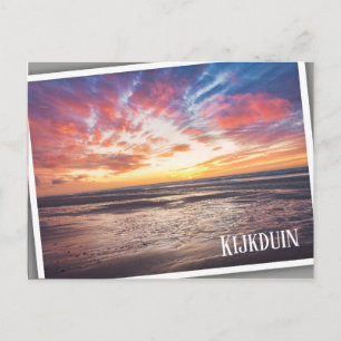 Sonnenuntergang über Strand und Meer Postkarte