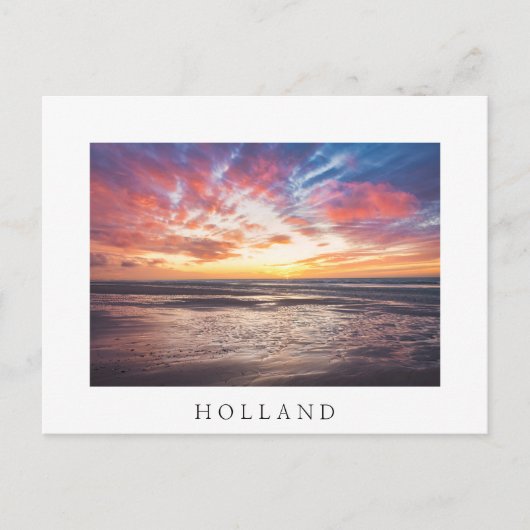Sonnenuntergang über Strand und Meer Postkarte (Vorderseite)