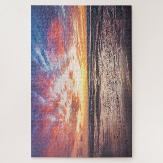 Sonnenuntergang über Strand und Meer Puzzle (Vertikal)