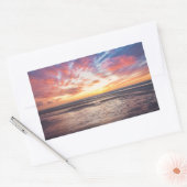 Sonnenuntergang über Strand und Meer Rechteckiger Aufkleber (Umschlag)