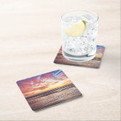 Sonnenuntergang über Strand und Meer Rechteckiger Pappuntersetzer (Vor Ort)