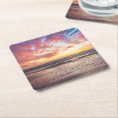 Sonnenuntergang über Strand und Meer Rechteckiger Pappuntersetzer (angewinkelt)