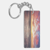 Sonnenuntergang über Strand und Meer Schlüsselanhänger (Vorderseite links)