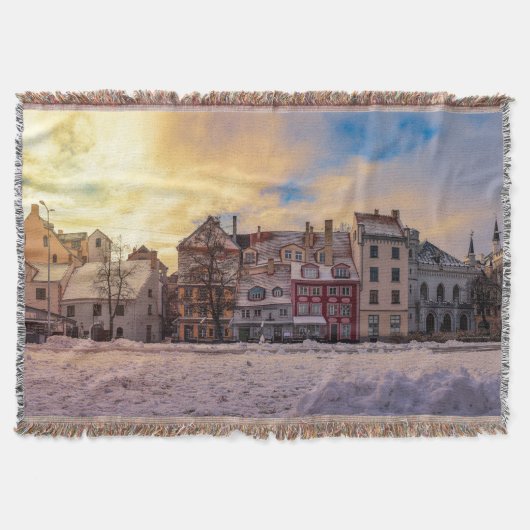 Sonnenuntergang über Straße in Riga Decke (Vorderseite)