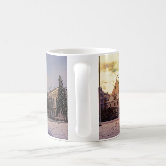 Sonnenuntergang über Straße in Riga Kaffeetasse (Henkel)