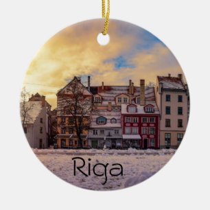 Sonnenuntergang über Straße in Riga Keramik Ornament
