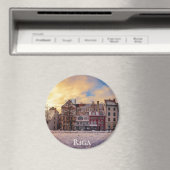 Sonnenuntergang über Straße in Riga Magnet (In Situ (Geschirrspüler))